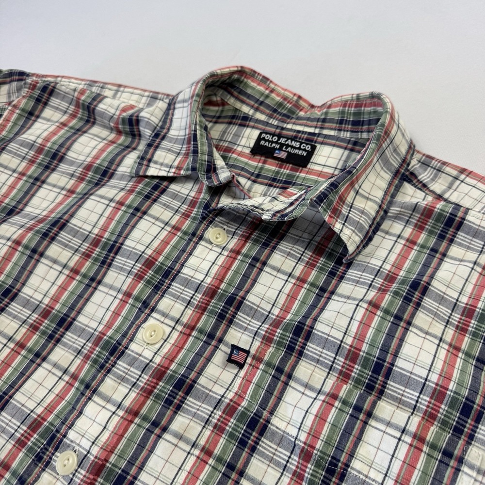 Ralph Lauren Polo Jeans Co. Men's Button-Up Shirt Plaid Cotton Multicolor‎ Large